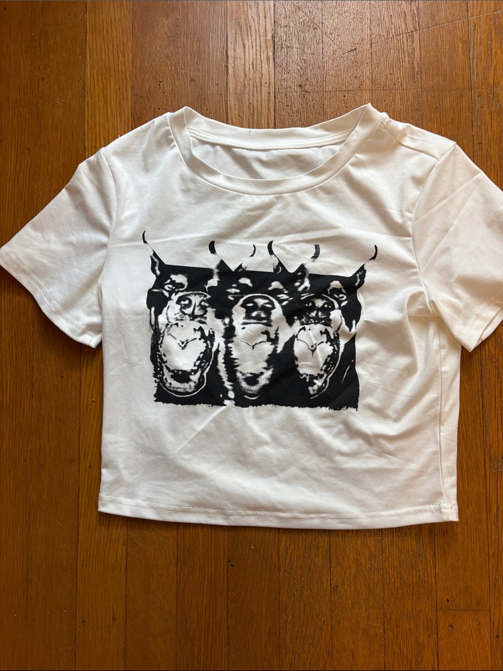 Women’s  White Graphic Tee with Black Bats print